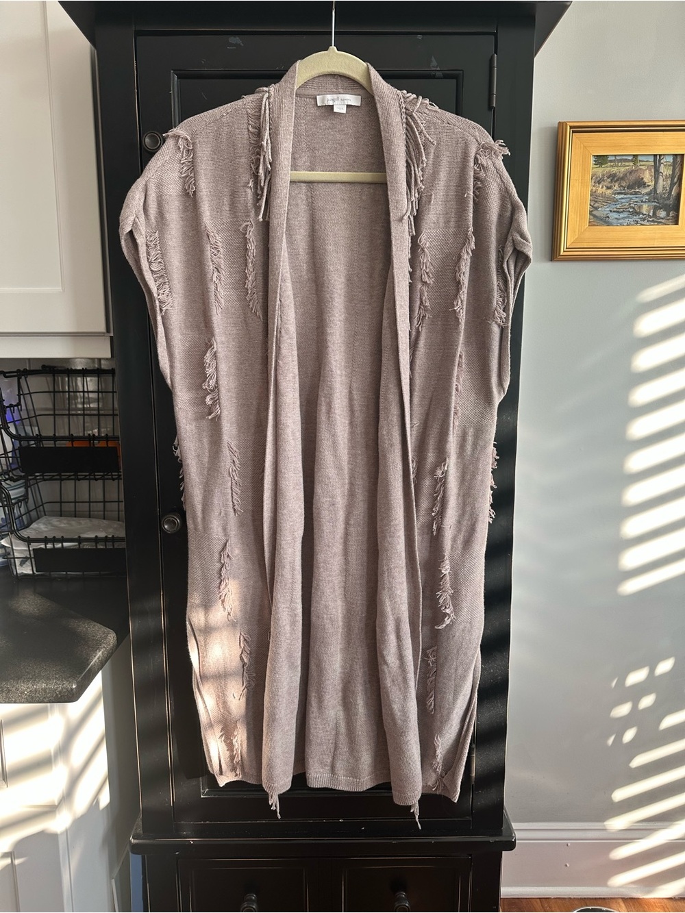 J Jill pure Jill Open-Front Knit Duster in Taupe